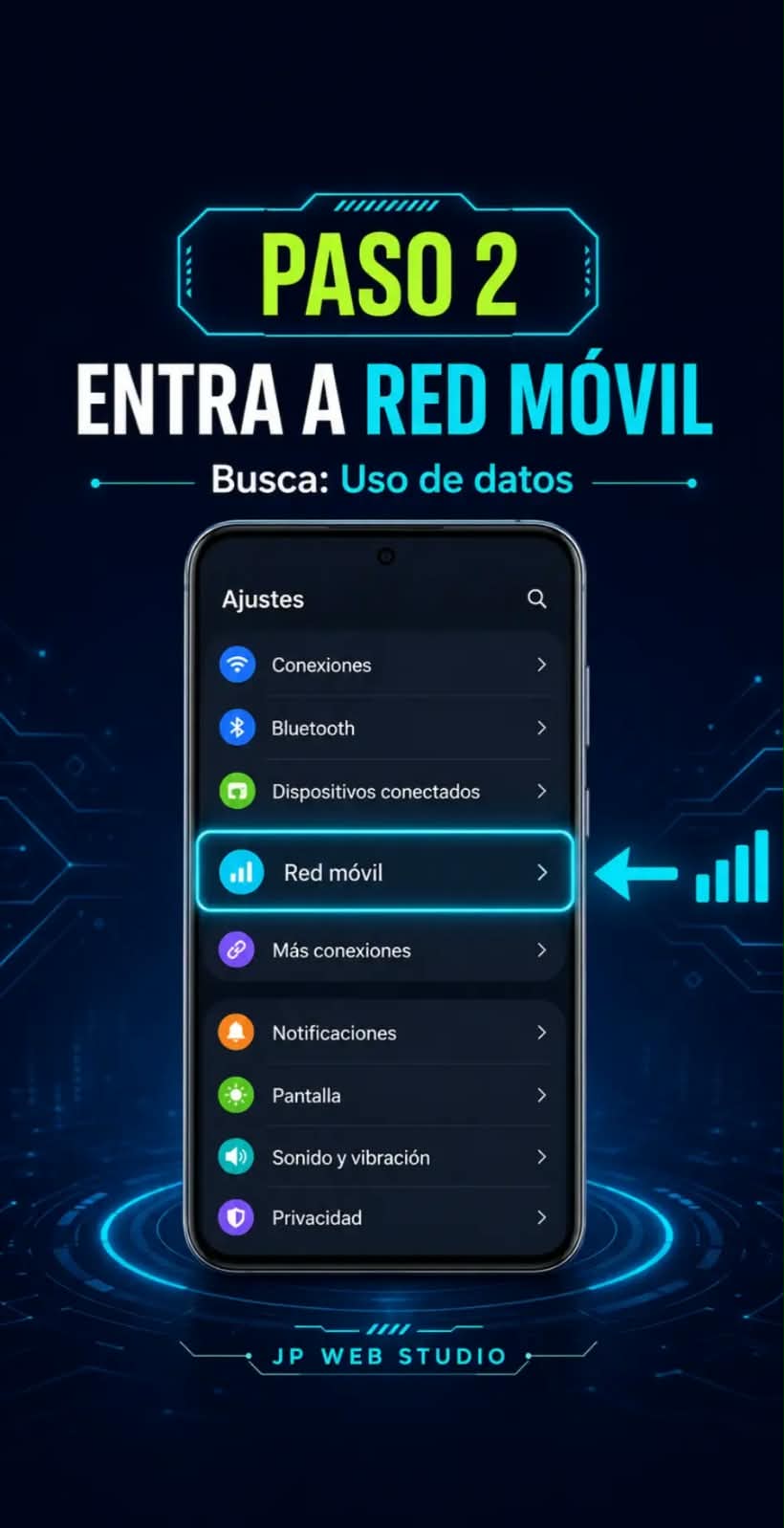 Paso 2: entrar a Red móvil y Uso de datos