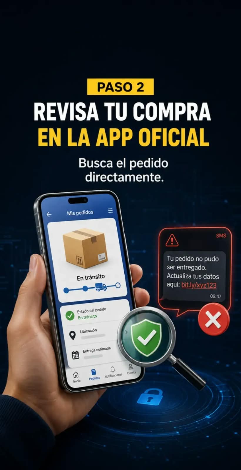 Paso 2: comprobar el pedido desde la aplicación oficial