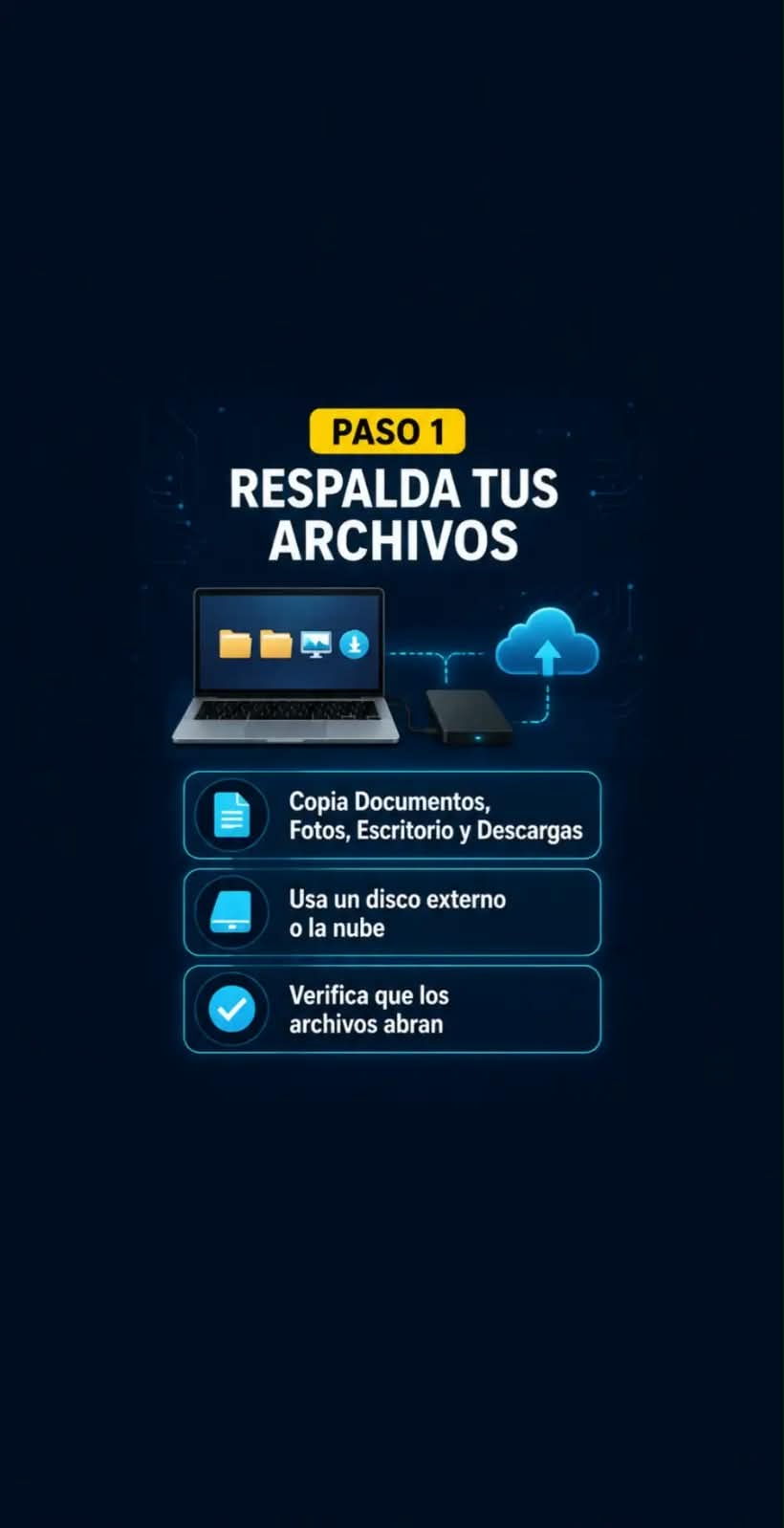 Paso 1: respaldar los archivos antes de formatear
