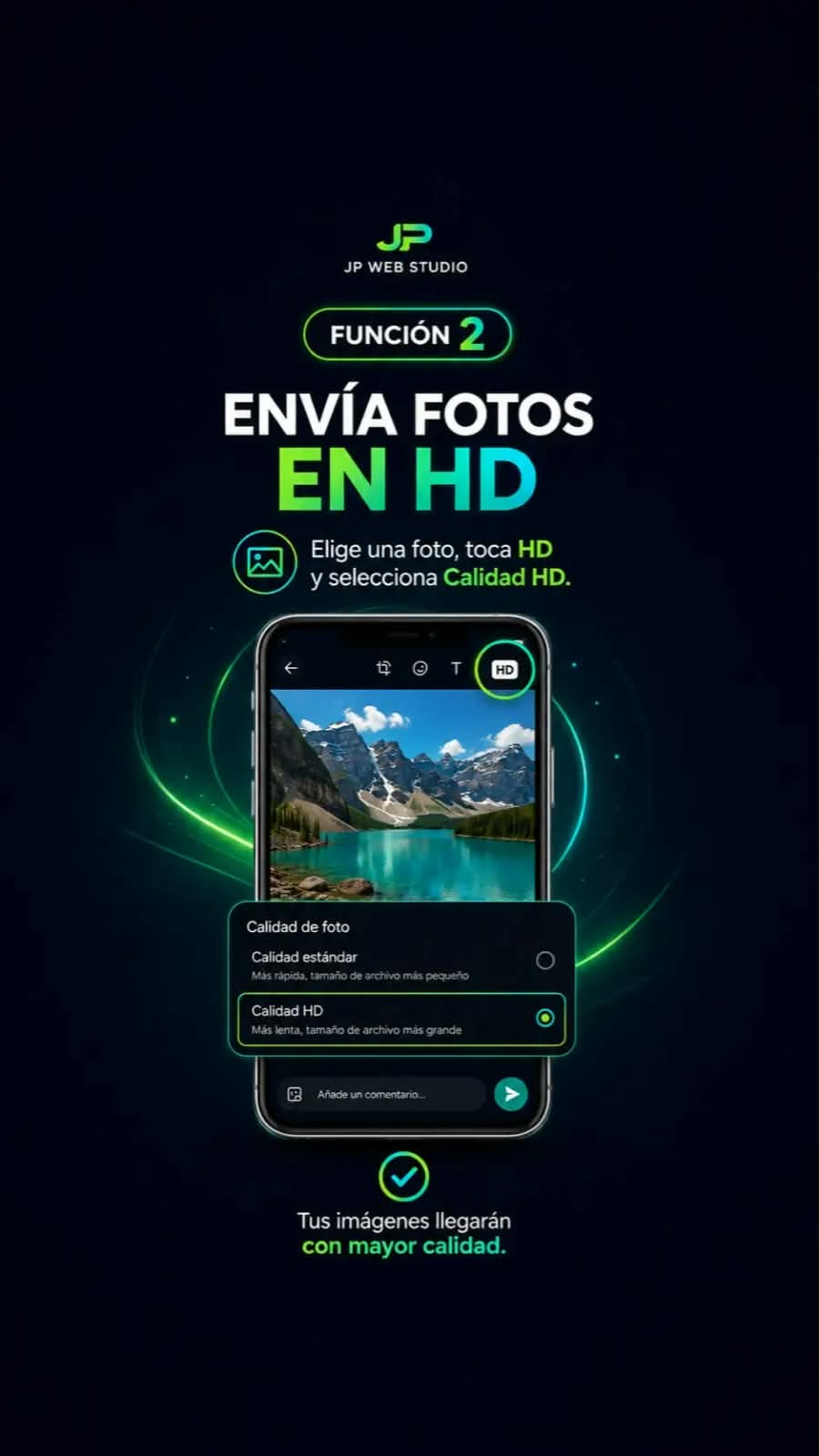 Función 2: enviar una fotografía en calidad HD por WhatsApp