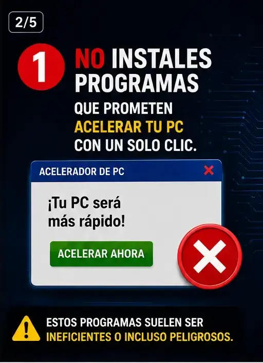No instalar programas que prometen acelerar el PC con un solo clic