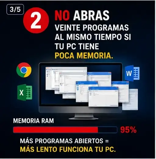 Demasiados programas abiertos pueden consumir la memoria RAM