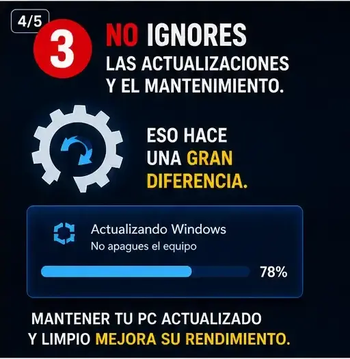Mantener Windows actualizado y realizar mantenimiento mejora el rendimiento