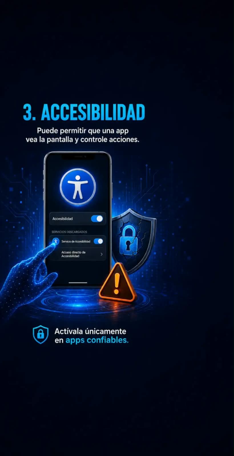 Servicio de accesibilidad que puede ver contenido y controlar acciones