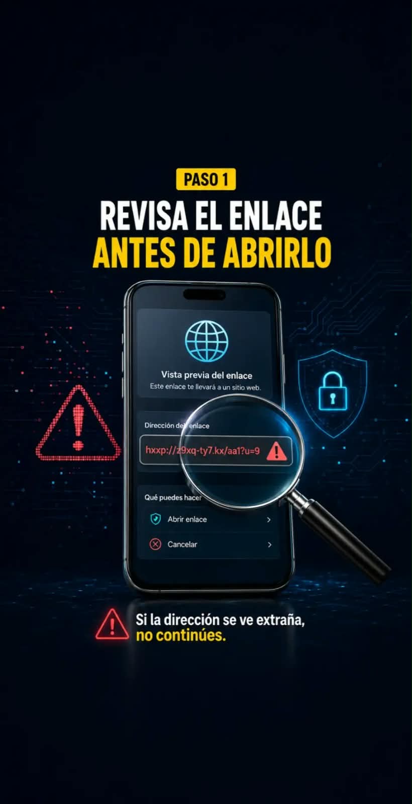 Paso 1: revisar la dirección antes de abrir un código QR