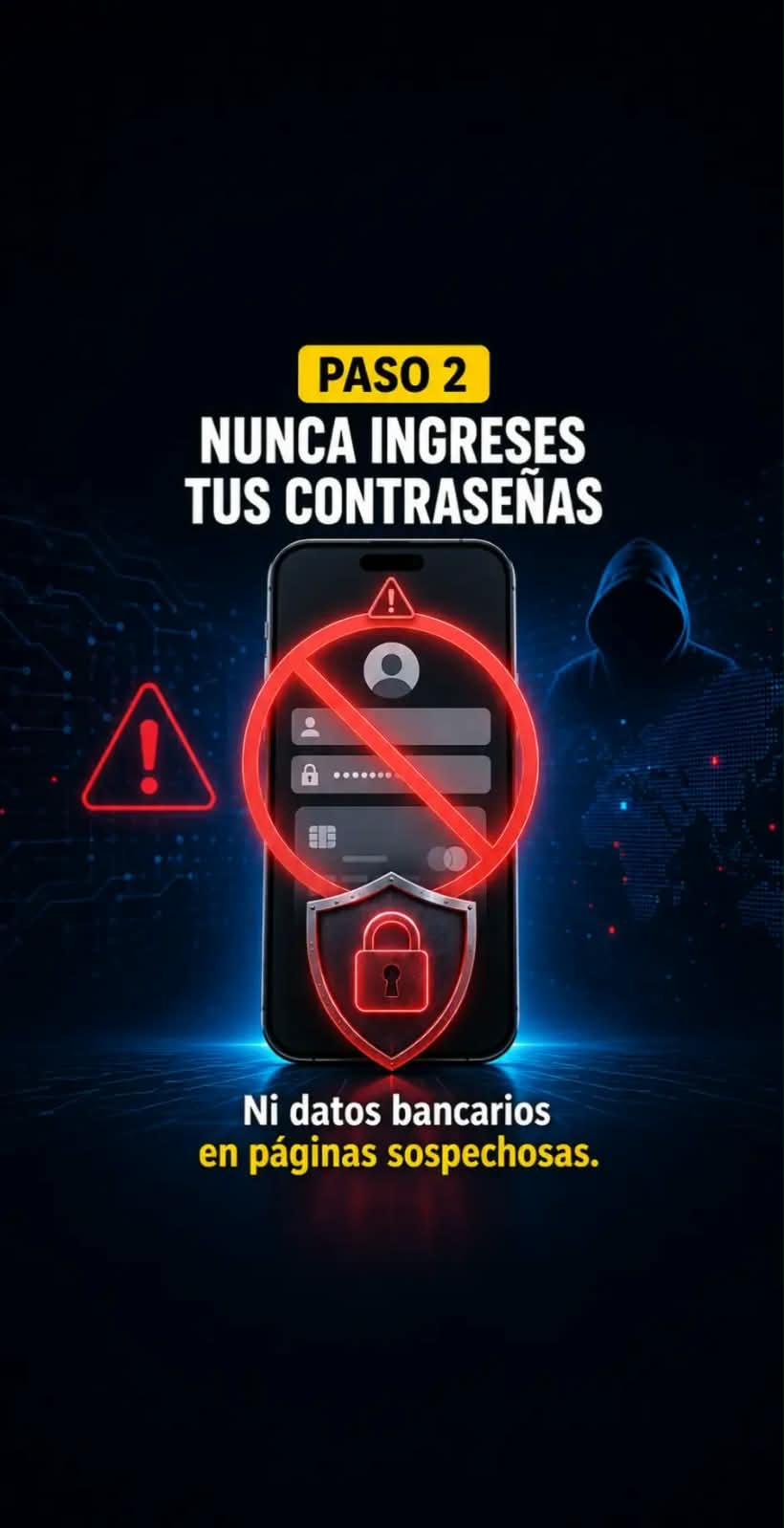 Paso 2: no ingresar contraseñas o datos bancarios en páginas sospechosas